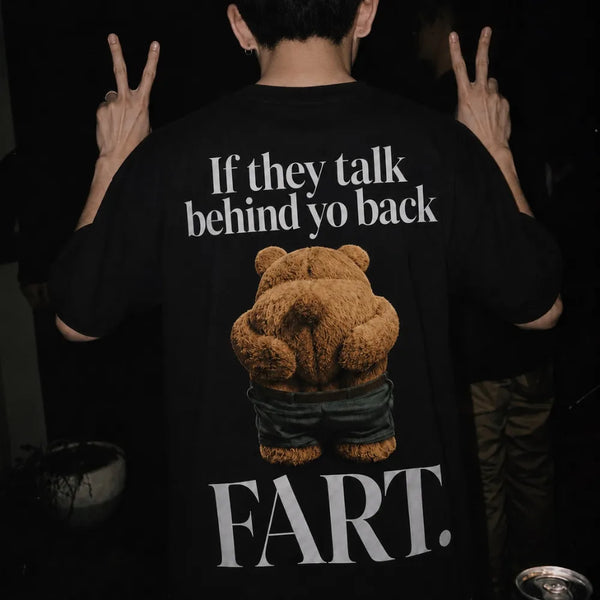 Talk Behind Yo Back Teddy! Oversized Terry Black T-Shirt