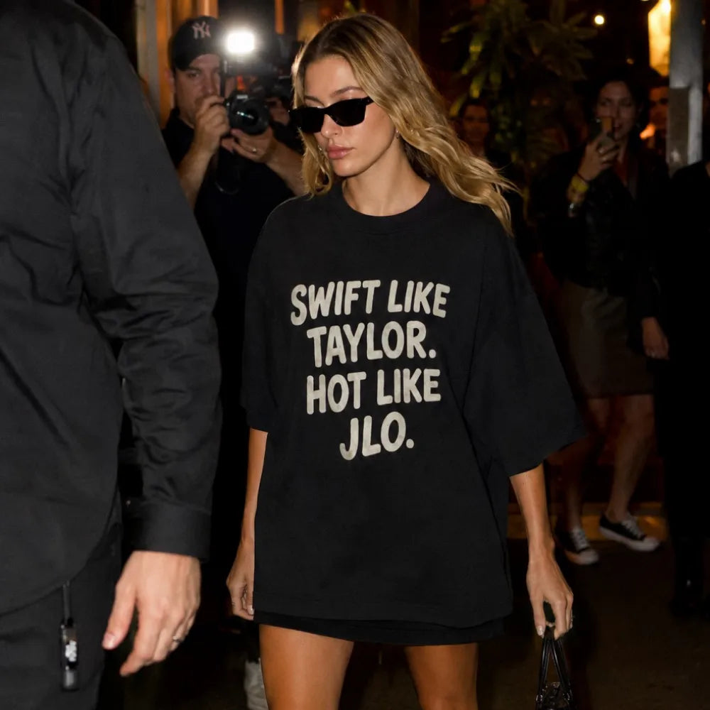 Swift Like Taylor Hot Like JLo! Oversized Terry Black T-Shirt