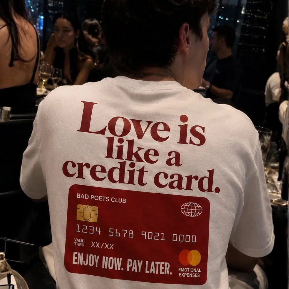 Love IS Like A Credit Card! Oversized Terry White T-Shirt