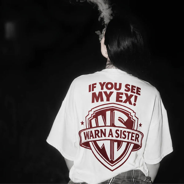 Warn A Sister Oversized Terry White T-Shirt