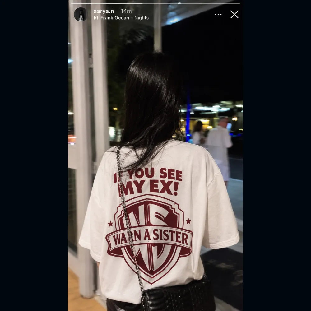 Warn A Sister Oversized Terry White T-Shirt