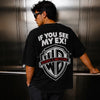 Warn A Brother Oversized Terry Black T-Shirt