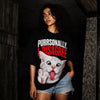 Purrsonally I Disagree! Cat Oversized Terry Black T-Shirt