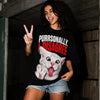 Purrsonally I Disagree! Cat Oversized Terry Black T-Shirt