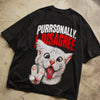 Purrsonally I Disagree! Cat Oversized Terry Black T-Shirt