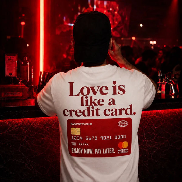 Love IS Like A Credit Card! Oversized Terry White T-Shirt