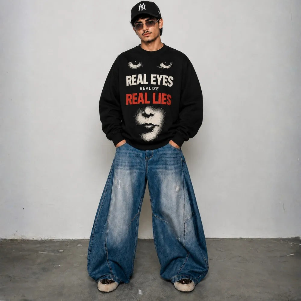 Real Eyes Realize Real Lies Black Sweatshirt