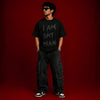 I AM BATMAN! Oversized Terry Black T-Shirt