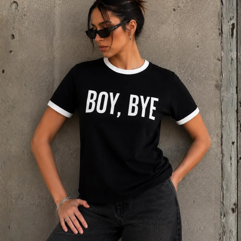 Boy, Bye! Black White Ringer T-shirt