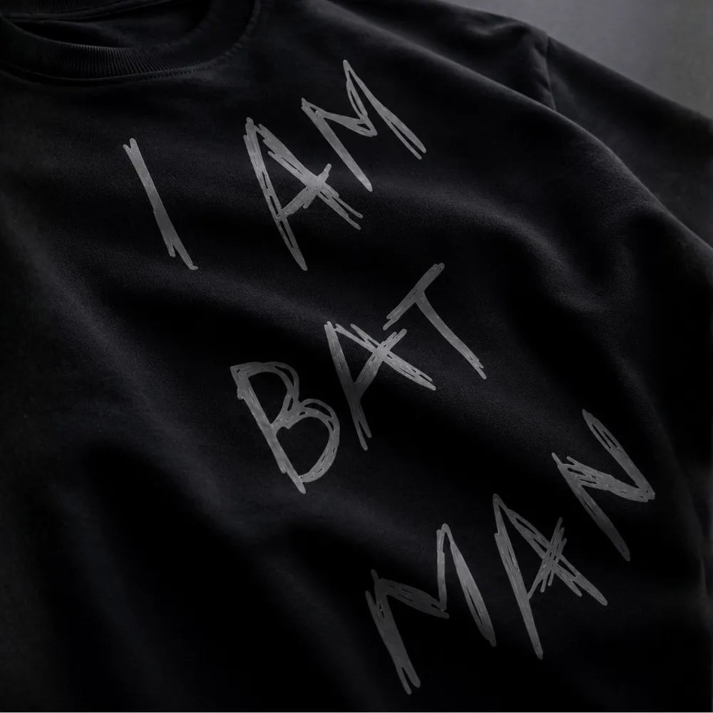 I AM BATMAN! Oversized Terry Black T-Shirt