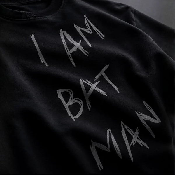 I AM BATMAN! Oversized Terry Black T-Shirt