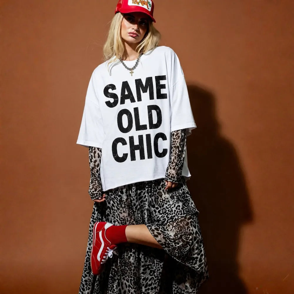 Same Old Chic! Oversized Terry White T-Shirt