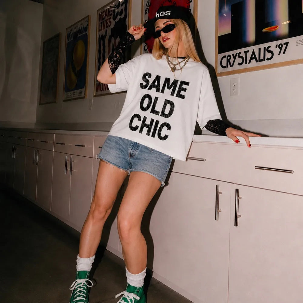 Same Old Chic! Oversized Terry White T-Shirt