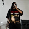 Two Birds One Stoned! Oversized Terry Black T-Shirt