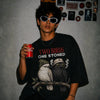Two Birds One Stoned! Oversized Terry Black T-Shirt