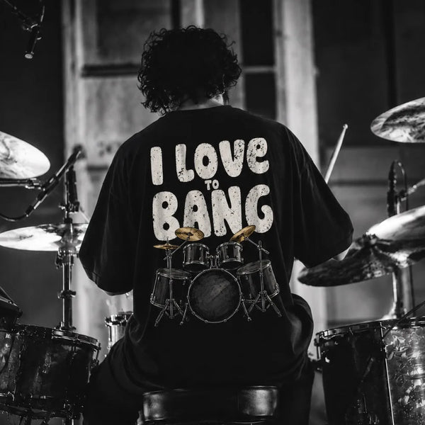 I Love To Bang Oversized Terry Black T-Shirt
