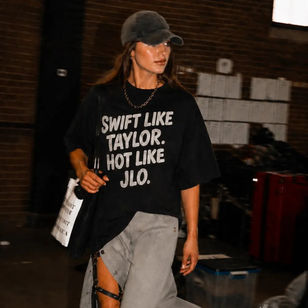 Swift Like Taylor Hot Like JLo! Oversized Terry Black T-Shirt