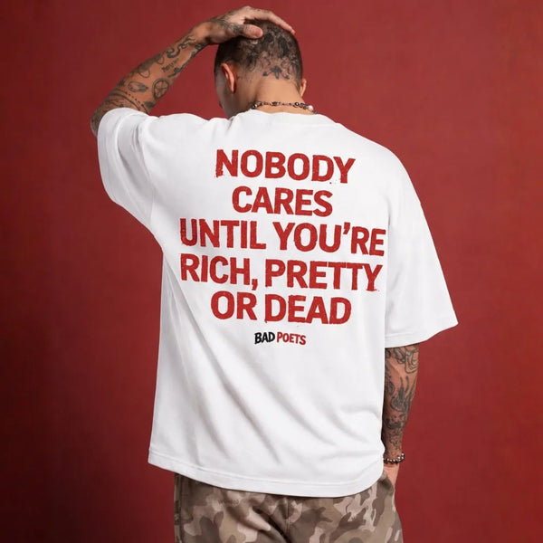 Nobody Cares Oversized Terry White T-Shirt