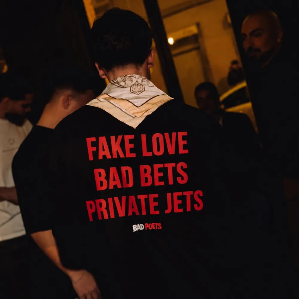 Fake Love Bad Bets Oversized Terry Black T-Shirt