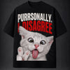 Purrsonally I Disagree! Cat Oversized Terry Black T-Shirt