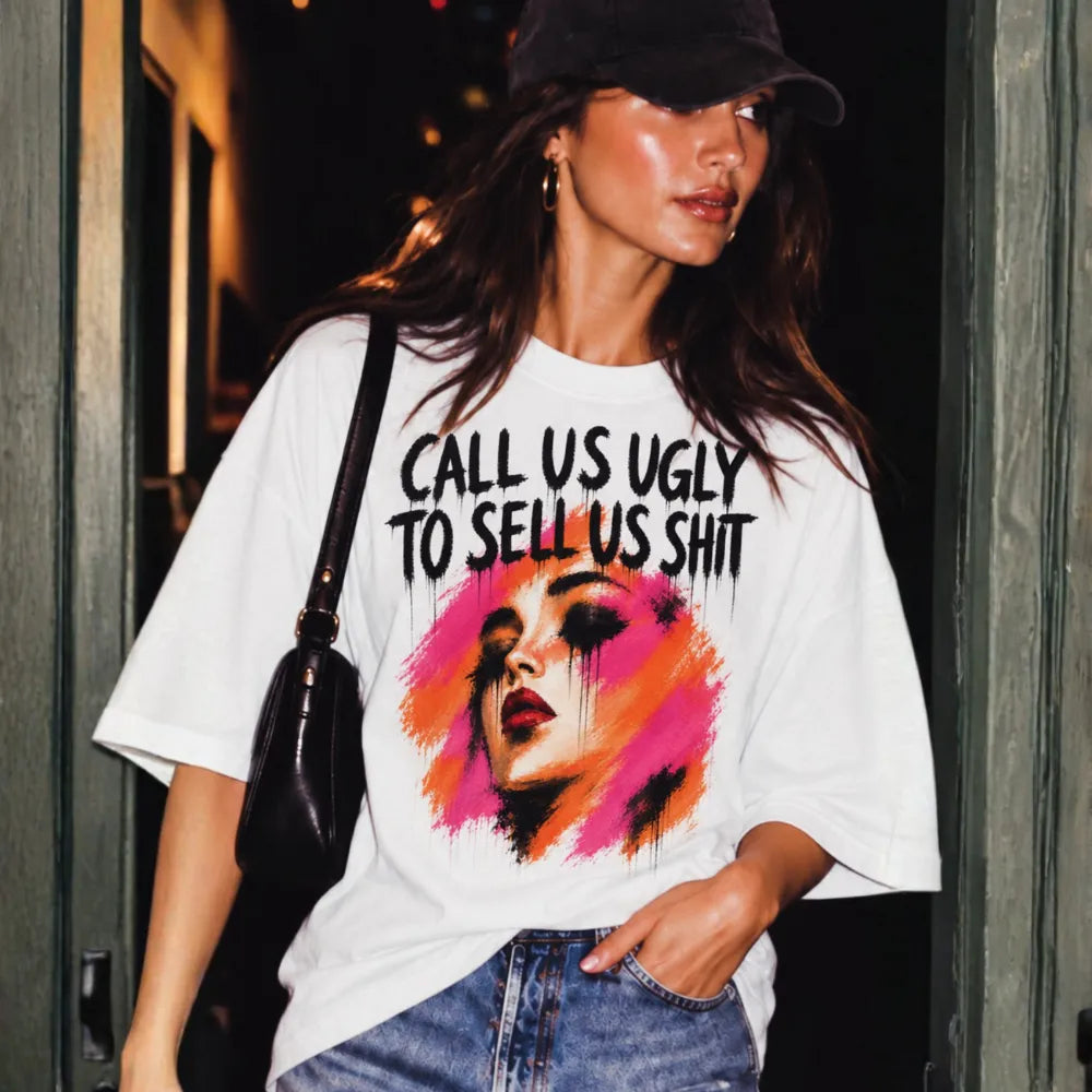 Call Us Ugly! Oversized White T-Shirt