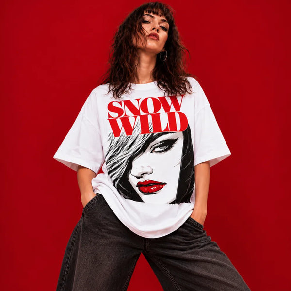 Snow Wild Oversized White T-shirt