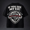 Warn A Brother Oversized Terry Black T-Shirt