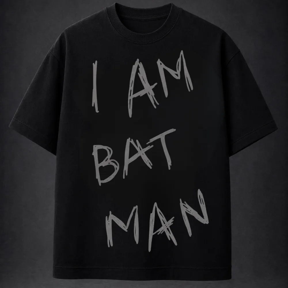 I AM BATMAN! Oversized Terry Black T-Shirt