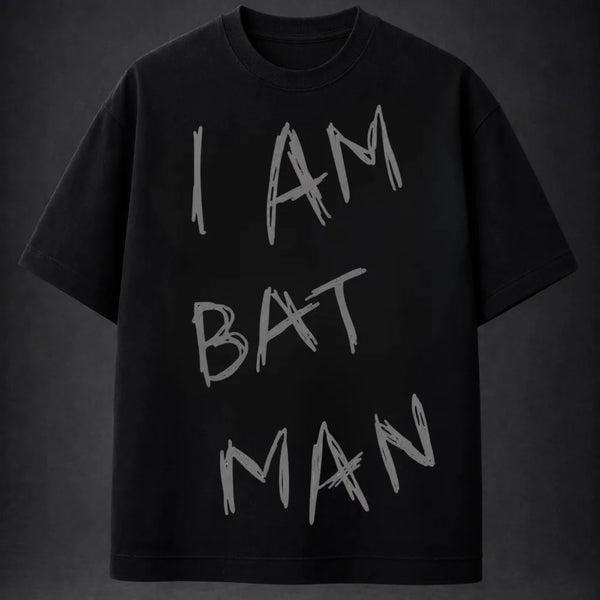 I AM BATMAN! Oversized Terry Black T-Shirt