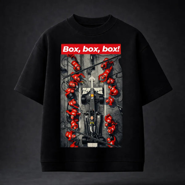 BOX BOX BOX F1 Terry Oversized Black T-shirt