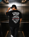 Warn A Brother Oversized Terry Black T-Shirt