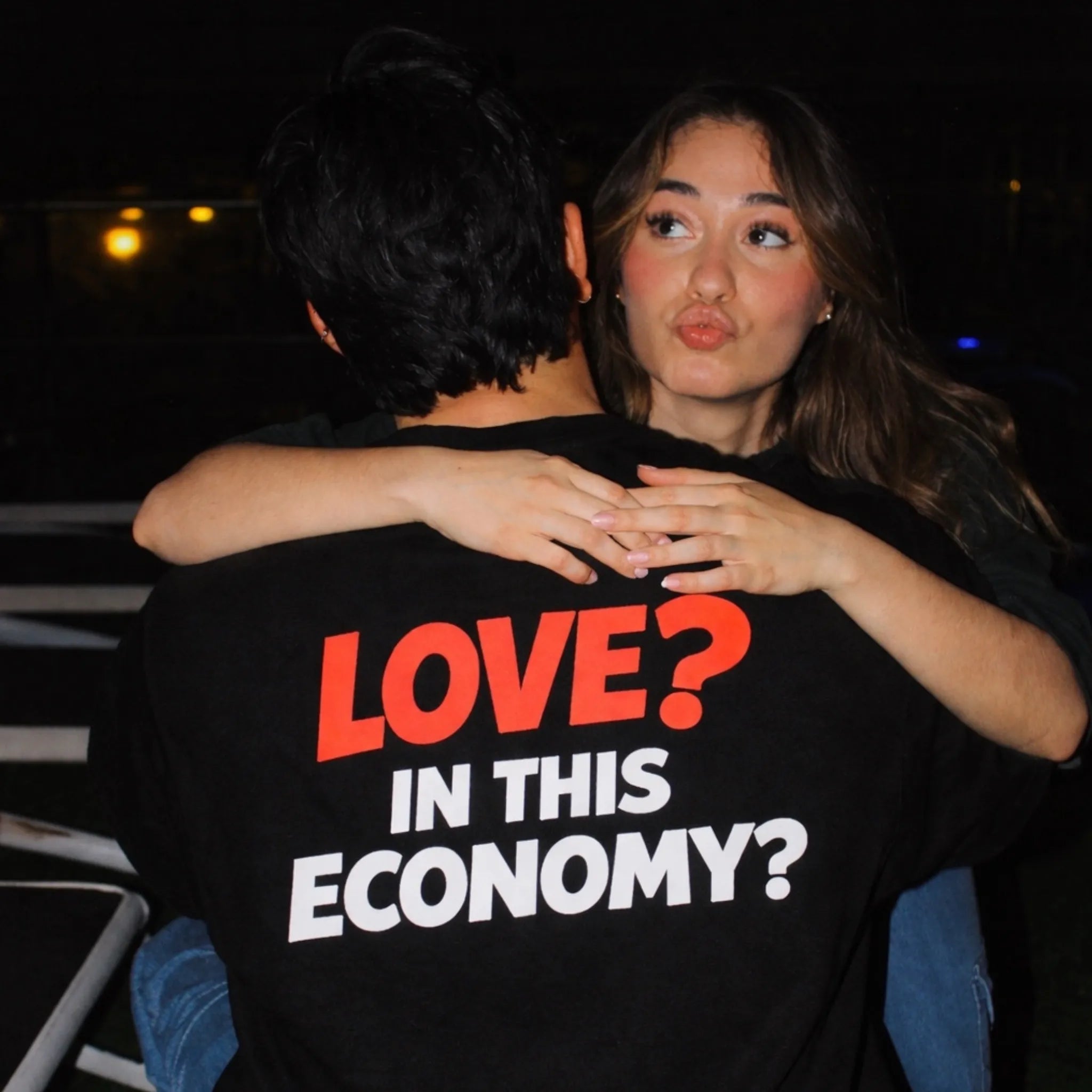 Love In This Economy Oversized Terry Black T-Shirt