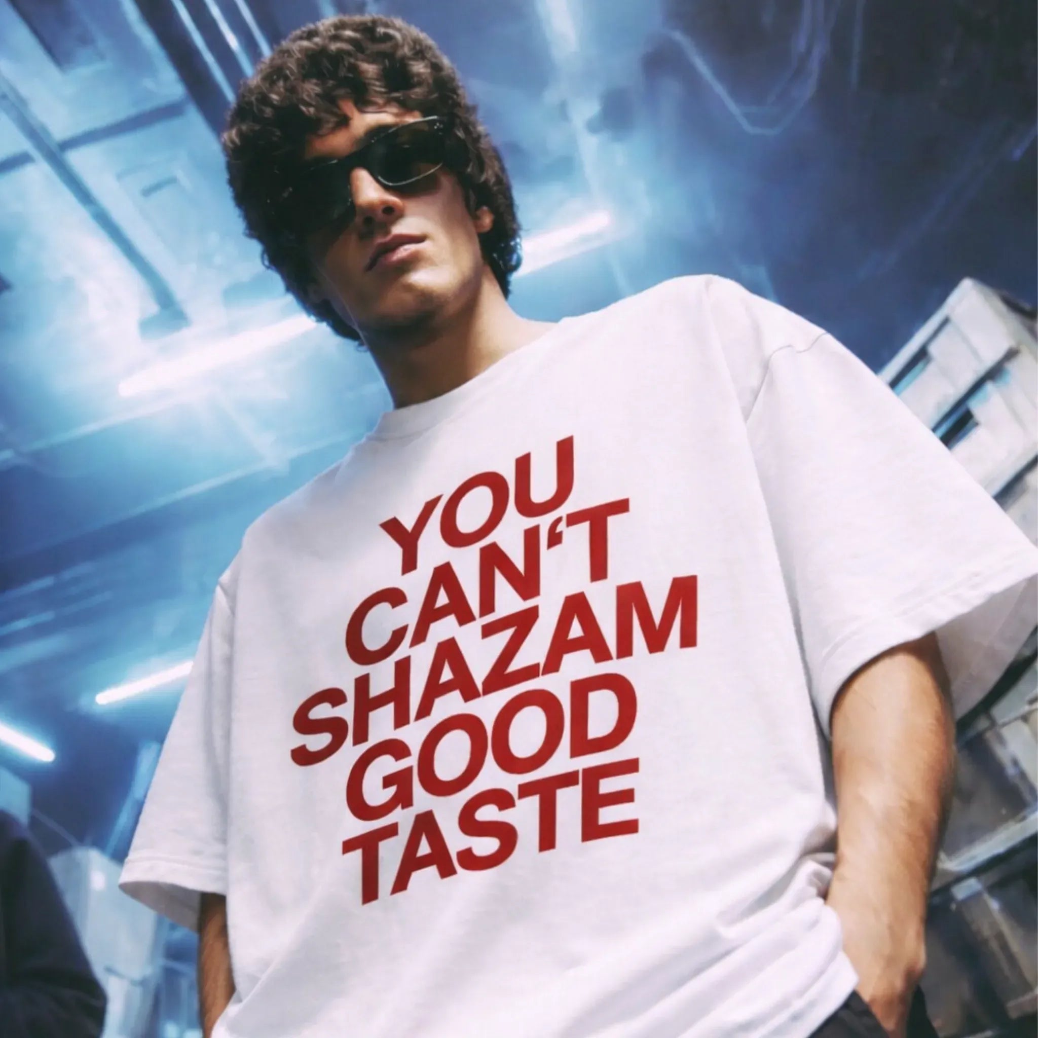 You Can't Shazam Good Taste Oversized Terry White T-Shirt