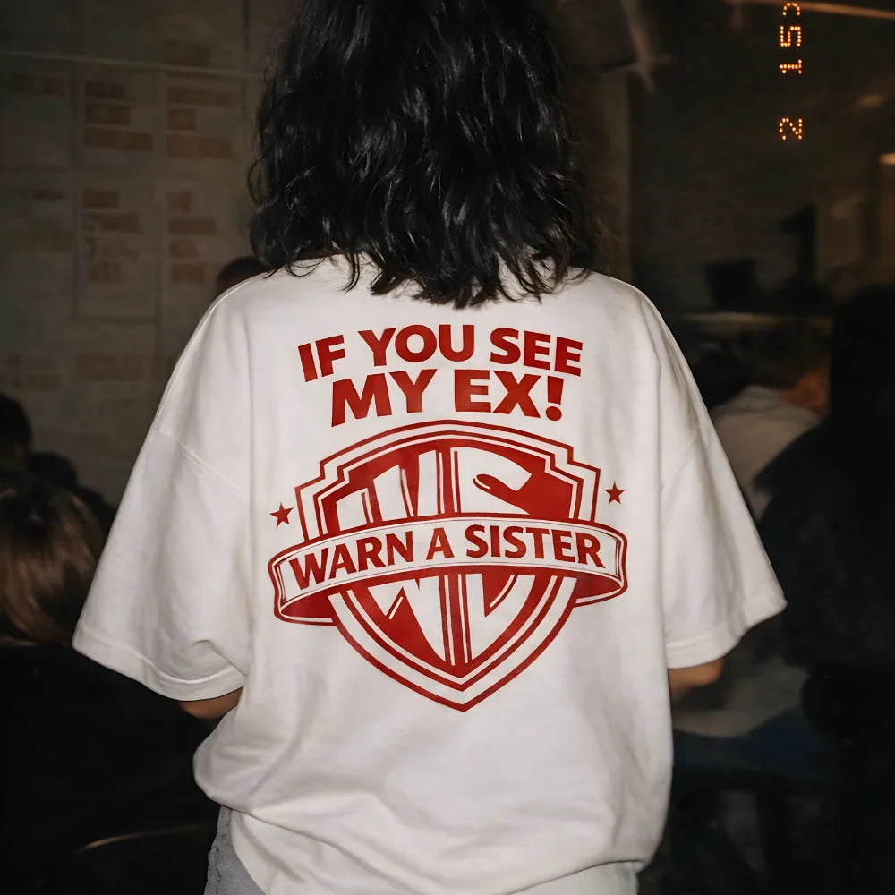 Warn A Sister Oversized Terry White T-Shirt