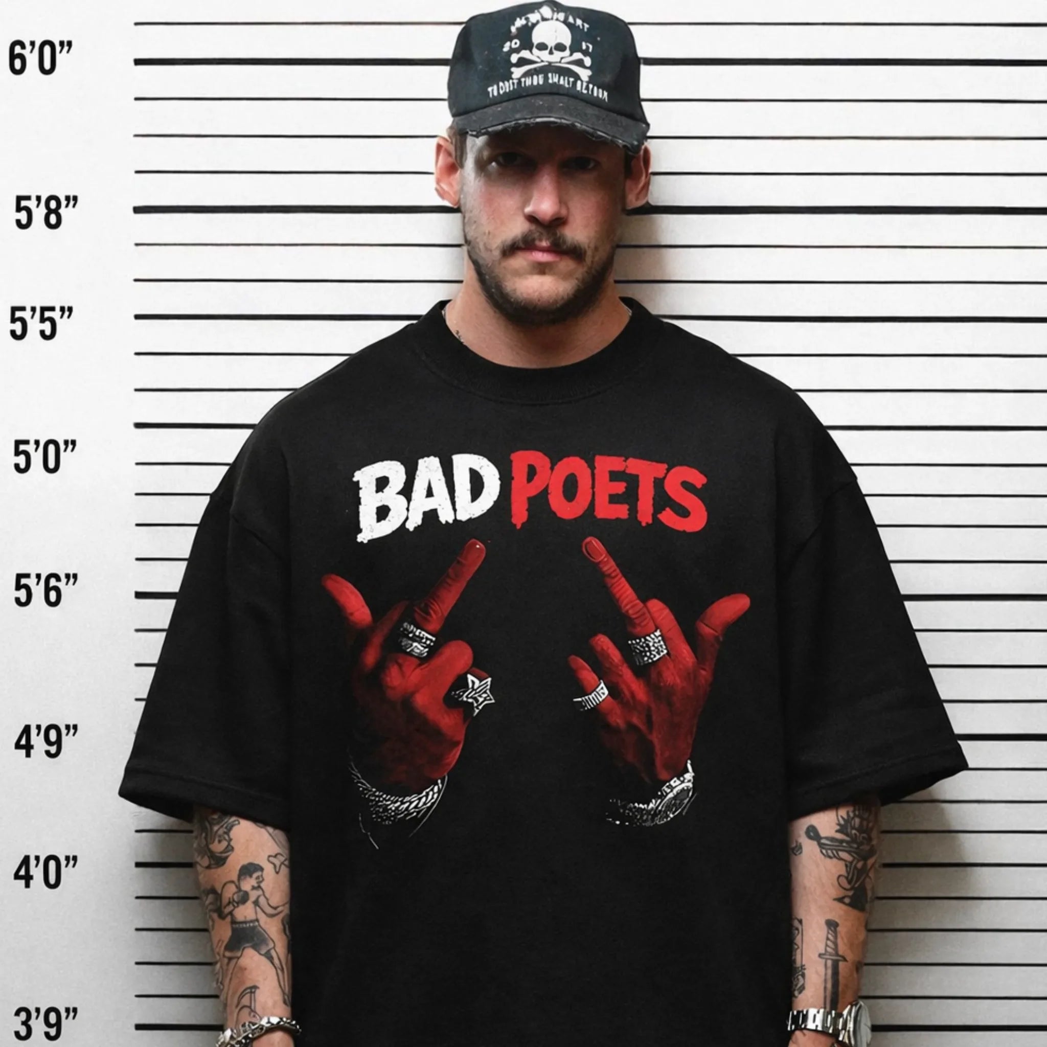 Bad Poets Signal Oversized Terry Black T-Shirt