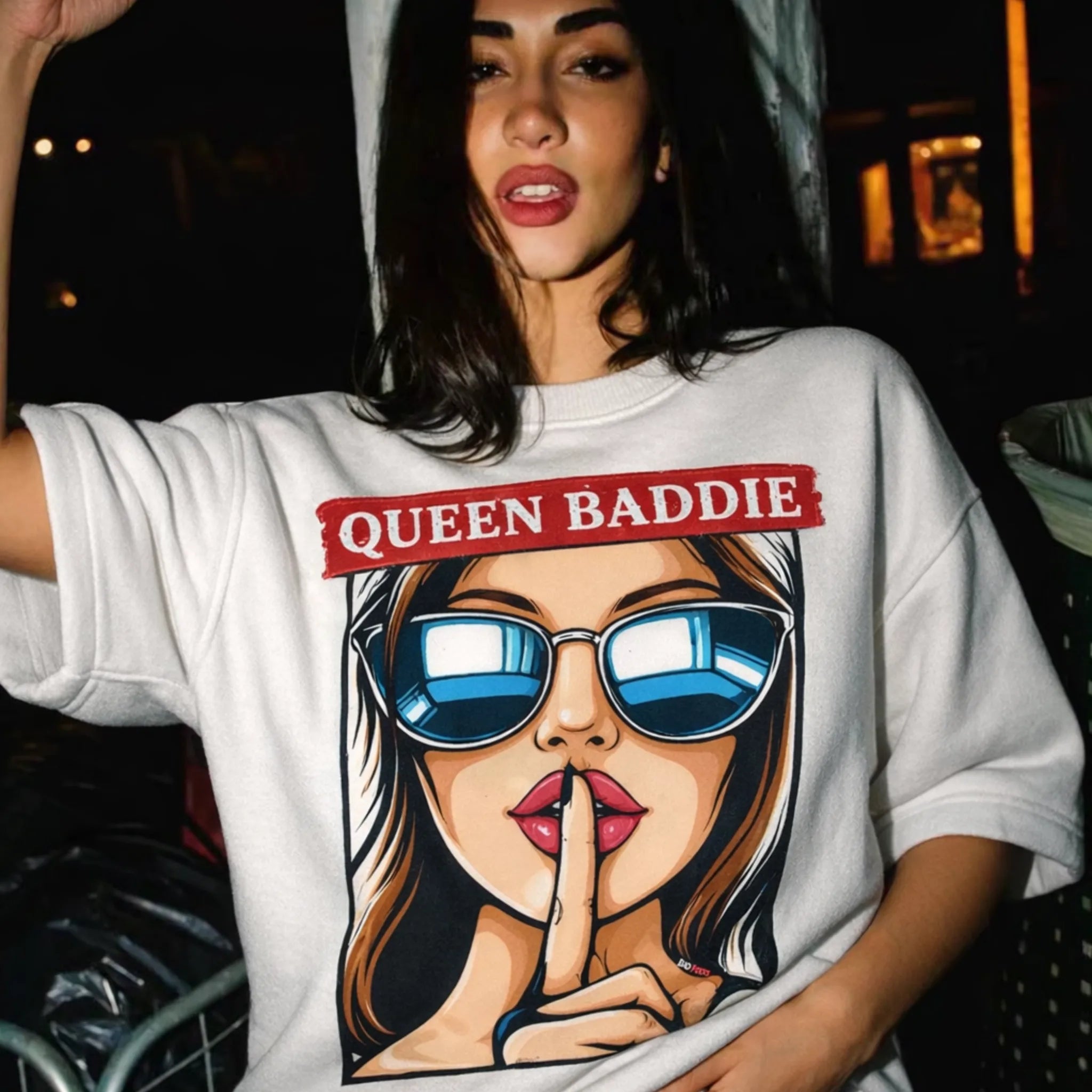 Queen Baddie Oversized Terry White T-Shirt