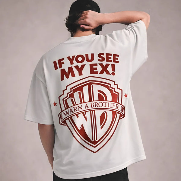 Warn A Brother Oversized Terry White T-Shirt