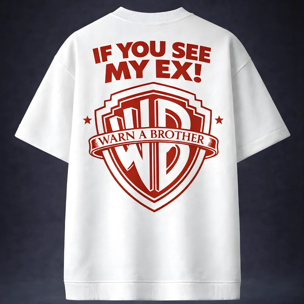 Warn A Brother Oversized Terry White T-Shirt
