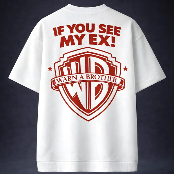 Warn A Brother Oversized Terry White T-Shirt