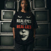 Real Eyes Realize Real Lies Oversized Terry Black T-Shirt