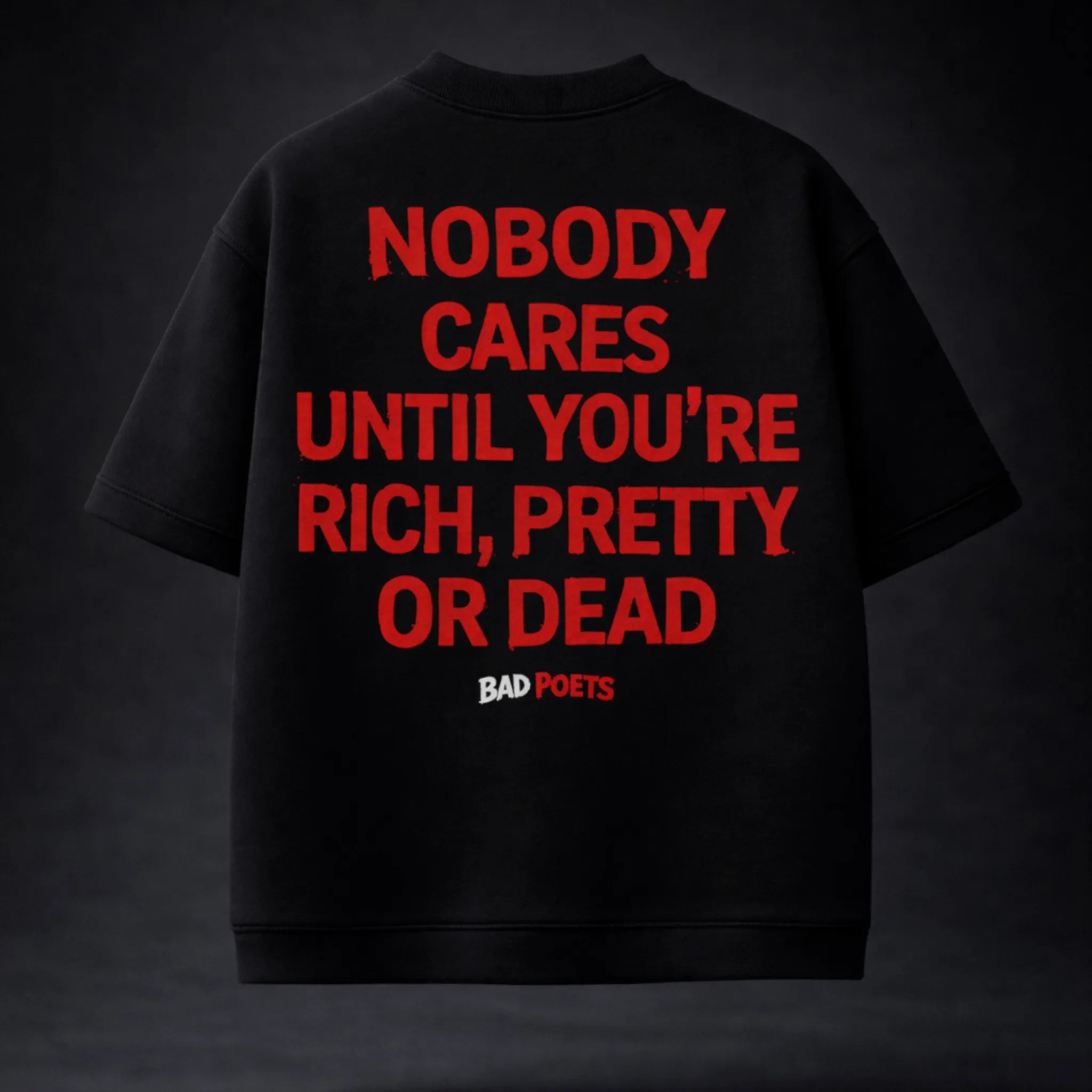Nobody Cares Oversized Terry Black T-Shirt