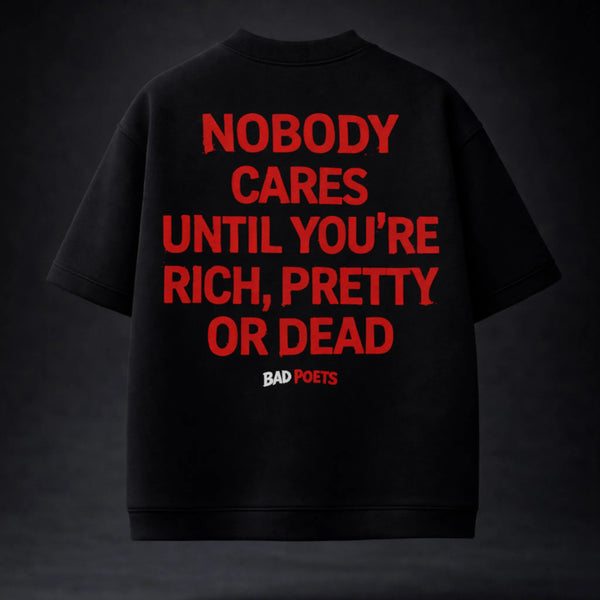 Nobody Cares Oversized Terry Black T-Shirt