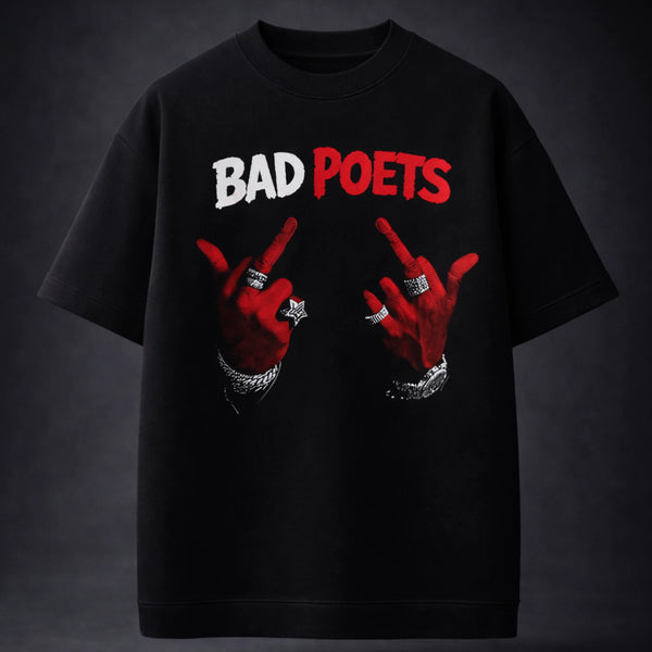 Bad Poets Signal Oversized Terry Black T-Shirt